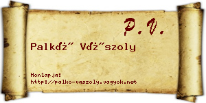 Palkó Vászoly névjegykártya